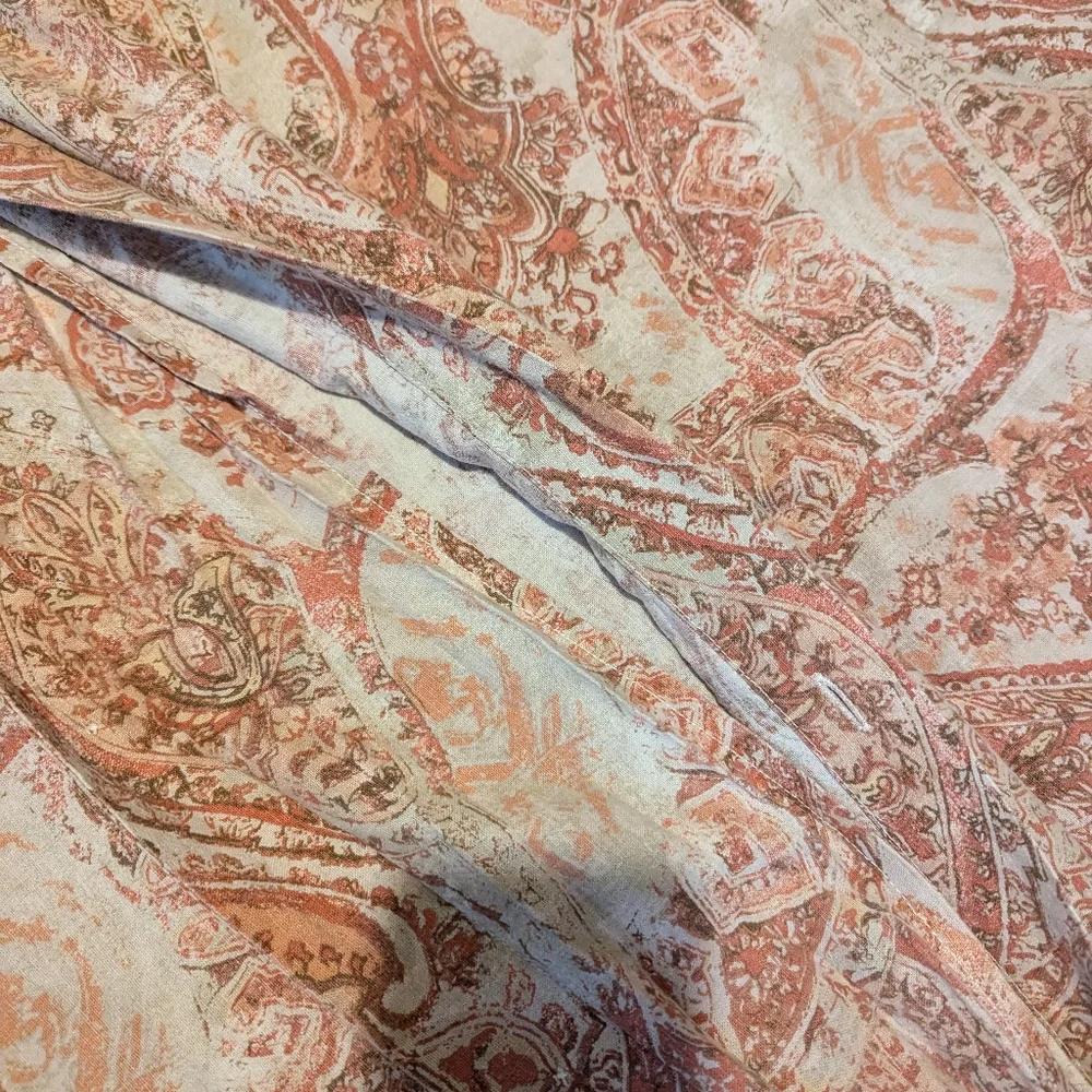 Fresco pattern pottery barn linen blend duvet cover queen Paisley terra cotta